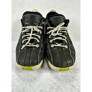 Cole Haan Nike Air Womens Black Leather Lime Green Low Top Sneakers 8.5